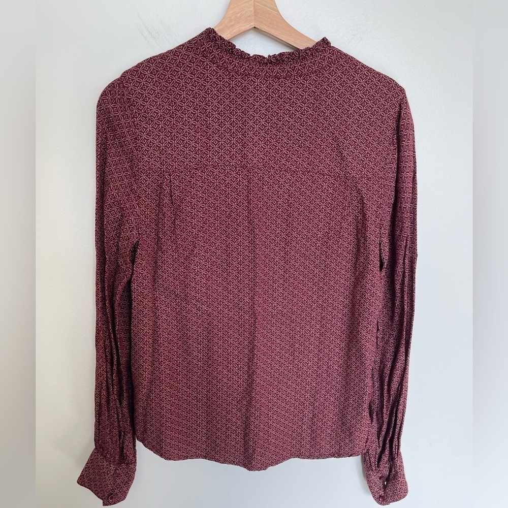 Hinge Split Neck Patterned Blouse Red - image 7